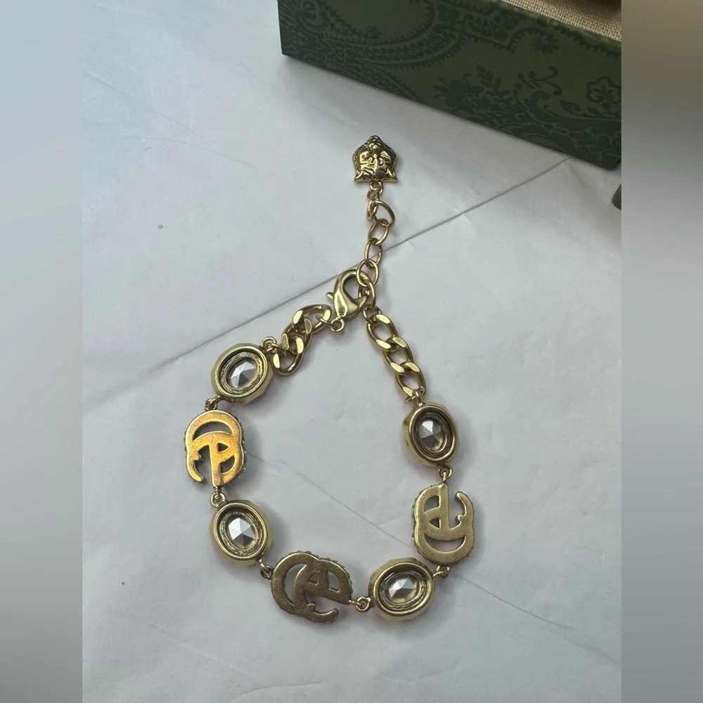Gucci Crystal-Embellished Gold and Silver Bracelet - Picture 7 of 12